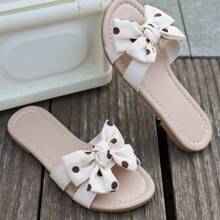 2025 Summer New Girls' Slippers Comfortable Bow Flat Slip-On Beach Shoes Slouchy Soft Soled Slippers