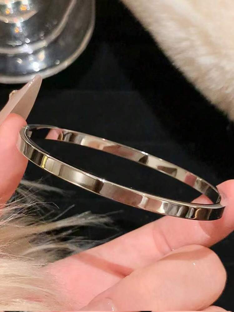 Camhanno 1/5 piezas Juego de pulseras de acero inoxidable de lujo a la moda, adecuado para combinar con atuendos, también un gran regalo para amigos, familiares y madres - Plateado - Añade 16