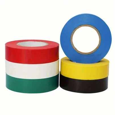 6 Stück Mehrfarbiges Isolierband Set - Beständig gegen Feuer und Strom, Metallklebstoff für Heim- und Industriegebrauch, ideal für Verkabelung und Automotive, 10 Meter x 16 Millimeter pro Rolle - 6 Farben erhältlich
