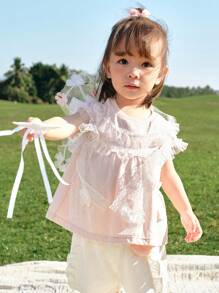 Balabala Baby Girls' T-Shirt, 2025 Summer Cute & Stylish Top - White Red - View 2