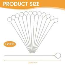 12PCS BBQ Barbeque Skewers Needle 20cm Utensil Fork Iron Outdoor Camping