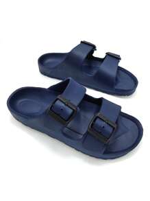 Męskie, oddychające, jednokolorowe, wsuwane sandały z płaskim paskiem, w dużych rozmiarach, idealne na letnie okazje, do uprawiania sportu na świeżym powietrzu, na wakacje, na podróż, jako prezent na ukończenie szkoły, jako dodatek do sukienki urodzinowej, jako klapki pod prysznic
