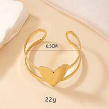 1pc Elegant Heart-Shaped Smooth Bangle Bracelet, Minimalist & Versatile Design For Women