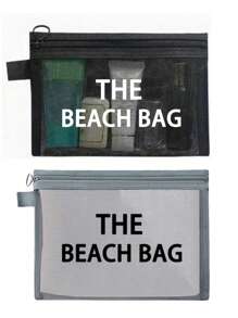 Maestra Beach-Themed Mesh Cosmetic Bag, Holds Lipstick & Makeup Sponge, Portable Transparent Makeup Pouch, Toiletry Bag, Travel Organizer - Multicolor - View 17