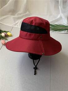 1pc Casual Solid Color Boho Hollow Out UV Protection Windproof Knit Hat, Women, All Seasons - Fisherman's Hat - View 4