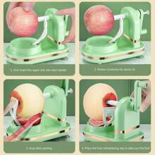 Manual Apple Peeler Multifunctional With Stainless Steel Blades Hand Crank Peeler  Peeling Machine For Gadgets - Green - View 7