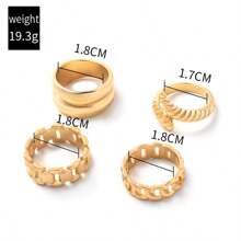 4pcs Minimalist Personalized Snake Shaped Vintage Fashion Snake Ring Joint Ring Set