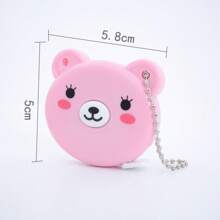 1pc Customized Multi-Color Cartoon Bear Retractable Tape Measure Keychain, Soft PU Leather Automatic Measurement Hanging Accessory