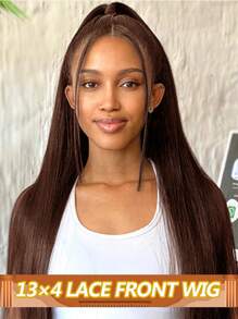 Brown Straight Lace Front Wigs 13x4 Human Hair Wigs Transparent Lace Frontal Wig Pre Plucked Remy Brazilian Human Hair Wigs 150% Density