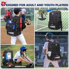 NEWHEY Baseball Bag For Men Lightweight Softball Bat Bag With Shoe Compartment, External Helmet Holder And Fence Hook Waterproof Baseball Backpack Hold T-Ball, Bat And Softball Equipment Summer Springbreak Step Into Spring Beach Bag Travel Bag - Multicolor - View 4