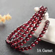 1条5A级天然石榴石酒红色串珠手链，圆形天然石榴石饰品，女士串珠灵性疗愈手链，幸运能量饰品，情人节礼物 - 彩色 - 查看 2