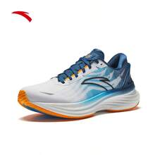 Anta Zapatillas deportivas para correr con tecnología de cojín de nitrógeno de 5ª generación Crunch SE, modelo primavera 2025 para hombres - Blanco puro/Azul oscuro/Azul celeste -2 - Ver 2