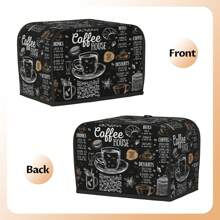 1 buc. Husă pentru prăjitor de pâine retro, capac de praf pentru prăjitor de pâine cu tematică de cafea, capac lavabil pentru aparat de prăjitor de pâine cu cârlig de agățat superior, se potrivește cu prăjitorul standard de 2/4 felii
