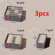 1/3Pcs Collapsible Underwear Storage Box, Drawer Multi-Grid Bra Socks Organizer, Space Saving Storage Basket For Wardrobe Bedroom Dorm Home - Multicolor - View 14