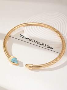 1 Pc Golden Color Flat Snake Chain Cuff Choker Necklace For Women - Multicolor - View 3