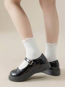 5 Pairs Girls' Solid Color Socks, Soft Cotton, Seamless, Suitable For Daily Wear, Party, Holiday, Back To School, Fits Well With Dress Shoes, Sneakers, Loafers, Spring/Summer/Autumn/Winter, Ages 2-12