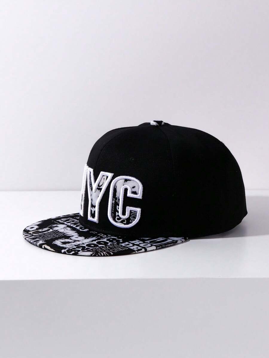 1 件男女通用平檐棒球帽，街舞棒球帽 - NYC 黑色 - 查看 1