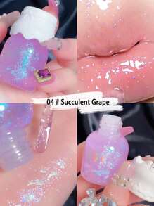 蝴蝶结牛奶罐唇彩保湿镜面水润光泽细腻闪烁嘟嘟双唇，日常使用，个人唇部护理 - 彩色 - 查看 8