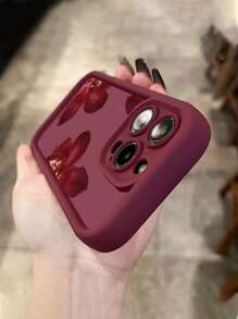 1 件简约红色花卉图案防震 TPU 手机壳适用于 Apple 17Pro Max/17 Air/16Pro Max/15Plus/14/13/12/11/8P/XSMAX 和 Galaxy S24 Ultra/S23FE/S22/S21/S20/A52S/A15/A03