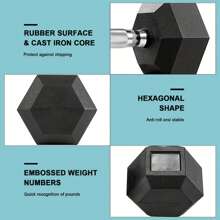 1 Pair Hexagon PVC Coated Dumbbells - 5kg*2 Or 10kg*2, 2 Options Available, Suitable For Home Gym, Also Can Be Used As Gift - Black - View 4