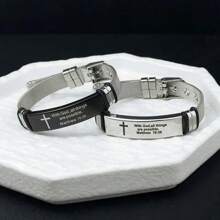 Bracelet inspirant en acier inoxydable personnalisable - Bracelet en silicone réglable, bijou motivationnel unisexe convenant aux amis, à la famille et aux cadeaux de fête. Bracelet en maille d'acier inoxydable pour hommes avec textes personnalisés gravés - mode, fermoir réglable, cadeau idéal pour le petit ami ou l'ami - Multicolore - Voir 3