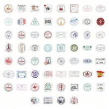 60pcs Passport Stamp Stickers, Funny & Cute Cartoon Stickers,Suitable For DIY Phone Cases, IPad, Laptop Decorations, Car Bumpers, Skateboards, Bottle Stickers, Travel Album And Diary Stickers, Hand Book Decorations, Etc.
