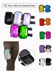 2PCS/Set Holographic Thigh Bag - Phone Holder Festival Bag For Women, Men - Iridescent Ankle Pouch - Reflective Carnival Bag Sports Bag Sport Bag Waterproof Bag Holiday Beach Travel Vacation Phone Case Waterproof Phone Case Phone Bag Summer Swimming Bag Swim Holiday Beach