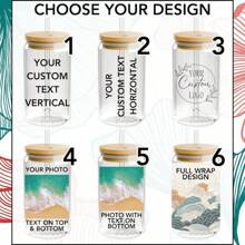 Custom Design Glass Tumbler 16oz Personalized Text Logo Photo Picture Iced Coffee Beer Soda Can Lid Straw Soft Drink Cup Gift Him Her Mom