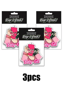 “PINK ART BABY GIRL”设计，汽车挂饰，汽车香氛，汽车空气清新剂和后视镜装饰 - 持久香味，为车内带来清新诱人的氛围，是送给朋友的有趣礼物 - 彩色 - 查看 14