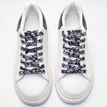 1 Pair Set Tie-Dye Gradient Popcorn Color Flat Shoelace Versatile For Canvas Sneakers