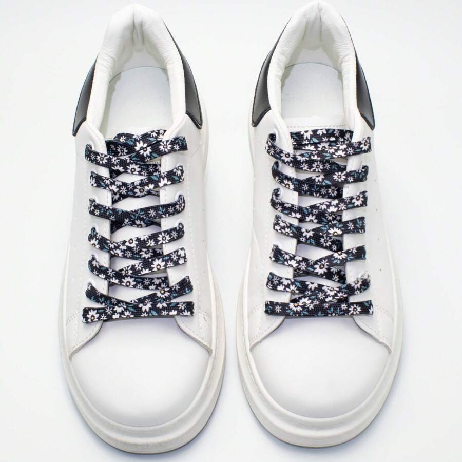 1 Pair Set Tie-Dye Gradient Popcorn Color Flat Shoelace Versatile For Canvas Sneakers