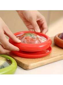 1-4pcs Silicone Fruit Storage Box, Reusable Fruit And Vegetable Storage Containers, Fridge Keep Fresh Stretch Storage Pod With Lid For Lemons Garlic Tomato Peper Potatoes - Multicolor - View 3