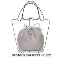 Suitable For Bucket Bag, The Inner Bag, The Mini Bag, The Middle Bag, The Storage Lining Bag, The Double Drawstring Nylon Waterproof Bag, Large Capacity Accessories For Bags, Picotin 15/18/22 Bag Insert, Bags Organizer, Purse Organizer Insert, Lightweight And Soft Touch Bag-In-Bag, Light Gray Chevron Pattern