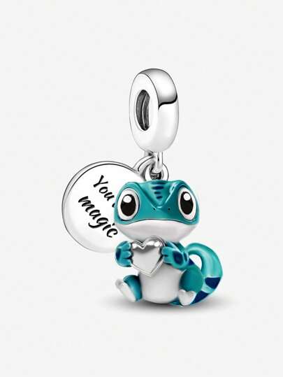 1 pieza Colgante de lagarto con forma de corazón de plata de ley 925, adecuado para pulseras y brazaletes de mujer, se puede usar para hacer joyas DIY y combinar con atuendos diarios, un accesorio ideal para chicas