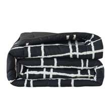 7-Piece Reversible Bed In A Bag Comforter Set With Sheets, Blue Floral, Queen - Black/White - View 10