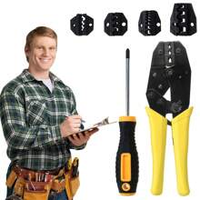 Ratchet Crimper Plier Crimping Tool Cable Wire Electrical Terminals Kit Set - Yellow - View 4