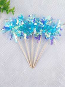 25pcs Colorful Cake Decorations, Glitter Rain Cake Toppers, Birthday Baking Insert Cards, Party Supplies, Birthday, Holiday