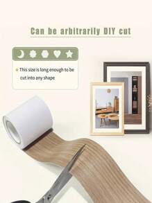 易于安装的自粘式 1 件木纹修补贴片，5 厘米/1.96 英寸宽 * 10 米/393.7 英寸长，10 厘米/3.93 英寸宽 * 10 米/393.7 英寸长，适用于桌子、椅子、DIY、踢脚板、门、窗、地板和家具翻新的木纹胶带，门框包裹贴纸，窗台防水贴纸 - 彩色 - 查看 4