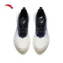 Anta Giày chạy bộ Thorn thế hệ thứ 5 chống sốc, bật nảy cho nam, mặt trên bằng da chống trượt, giày thể thao chống nước - Màu ngà/Xanh bụi/Xanh tín hiệu -10 - Xem 3