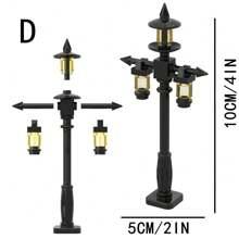 Street Lamp Brick Accessories, Street Lamp Building Block Series, Creative Building Kit, Black Lamp Post Street Lamp Bat Lamp For Halloween And Christmas Street View Decoration - Street Lights - View 4