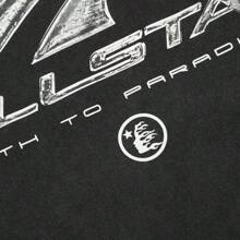 1 Piece, Washed Printed T-Shirt 250g Y2k Hip Hop Fashion High-Quality Wax Printed Cotton Retro Fashion T-Shirt, Suitable For Summer T-Shirt With A Certain Thickness, Holiday Gift - màu đen - Xem 2