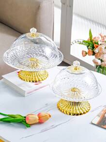 1pc Elegant Round Cake Stand Tray, Plastic, Intricate Pattern Design - Ideal For Birthday Parties, Weddings, Baby Showers, Ramadan