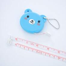 1pc Customized Multi-Color Cartoon Bear Retractable Tape Measure Keychain, Soft PU Leather Automatic Measurement Hanging Accessory