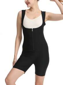 1 pieza, nueva chaleco de sudaración de primavera y verano de una sola pieza para mujer, chaleco deportivo de entrenamiento de cintura, moldea la figura de la mujer para fitness, sudadera con cremallera para fitness y ejercicio femenino, un mono ajustado al pecho, cintura y cadera que levanta, adecuado para yoga, ejercicio y ropa deportiva