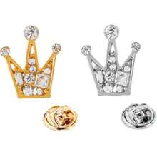 1pc Crown Brooch Pin, Metal Badge Rhinestone Embellished Crown Shaped Luxury Brooch, Unique Creative Alloy Inlaid Rhinestone Brooch Pin, Suitable For Men & Women
