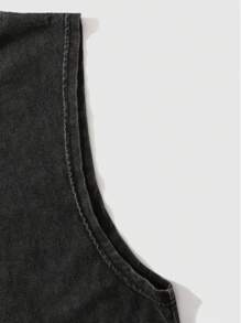 Lonblece Chaleco holgado de hombre con lavado vintage, diseño gráfico casual de gato, alienígena y OVNI, adecuado para primavera/verano