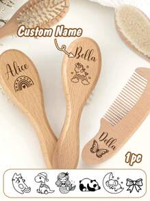 Personalized Baby Gifts,Custom Name Baby Brush And Comb Set,Customized Wooden Baby Brush,Customizable New Baby Gifts,Baby Gifts For Girls,Baby Gifts For Boys,Baby Set,Baby Keepsake Gifts,Name Airbagcomb,Birthday Gifts, Memorial Gifts,1st Birthday Gifts,Boys,Girls,Babies,Children,Newborns Back To School,Kids,Gala Night,Modern,Colorful,Cute - Style B - View 1