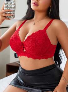 1 pieza Sujetador sin aros, ajustable, sin costuras, transpirable y cómodo de encaje sexy, talla grande, para realzar la tensión del pecho