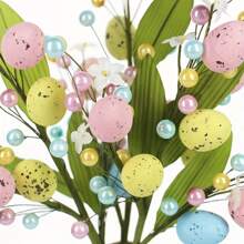 1/2 Pcs Easter Artificial Flowers Easter Eggs Berries Stem Picks Branches Colorful Easter Party Floral Arrangement Crafts Decorations For Spring Easter Birthday Wedding Party Home Vase Decor Gifts Graduation - Multicolor - View 10