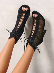 Stivali alla moda da donna, versatili, comodi, eleganti, sexy, adatti per il ballo jazz, con tacco alto, scarpe peep-toe, taglie comode per donne con tacco alto